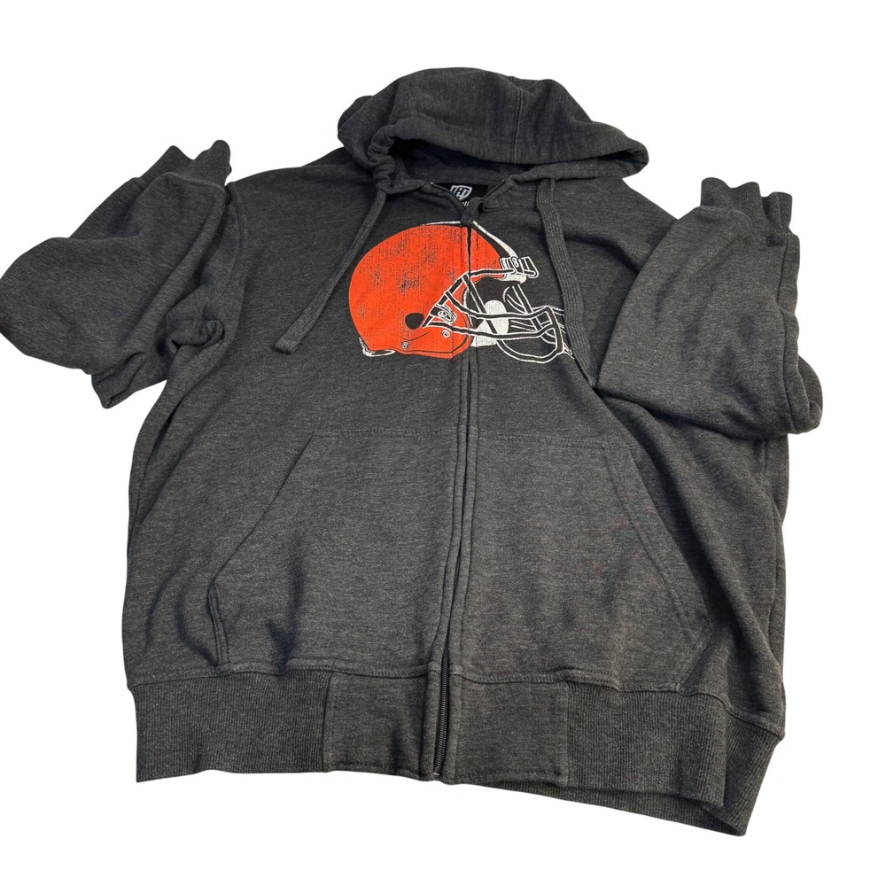 Hands High Cleveland Browns Mens Large Zip Up Hoodie Charcoal Gray Helmet